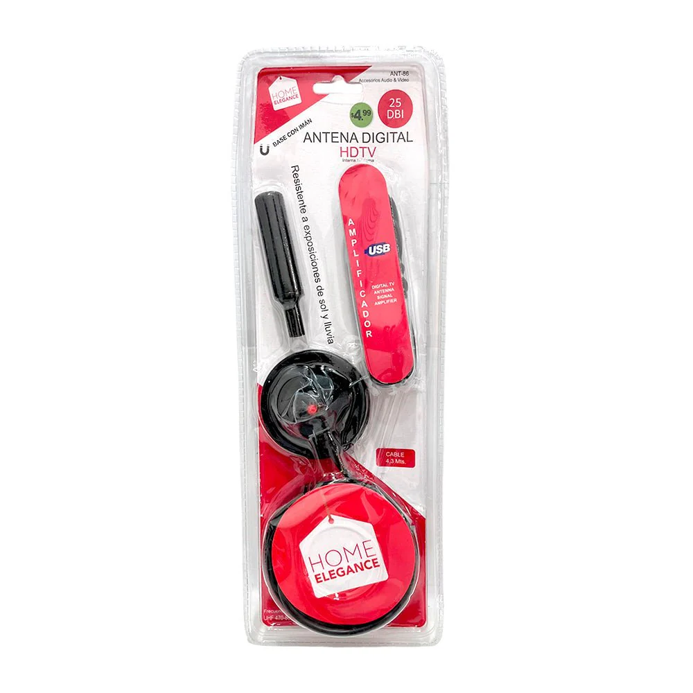 Antena Digital Home Elegance / HDTV / Con Amplificador