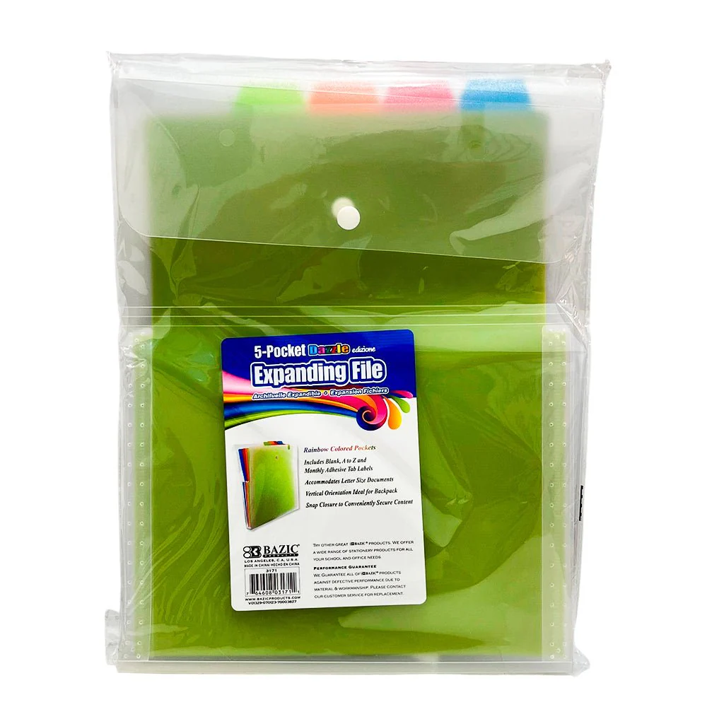 Archivador Tamaño Bazic / Carta / 5 Divisiones - Transparente – Colores
