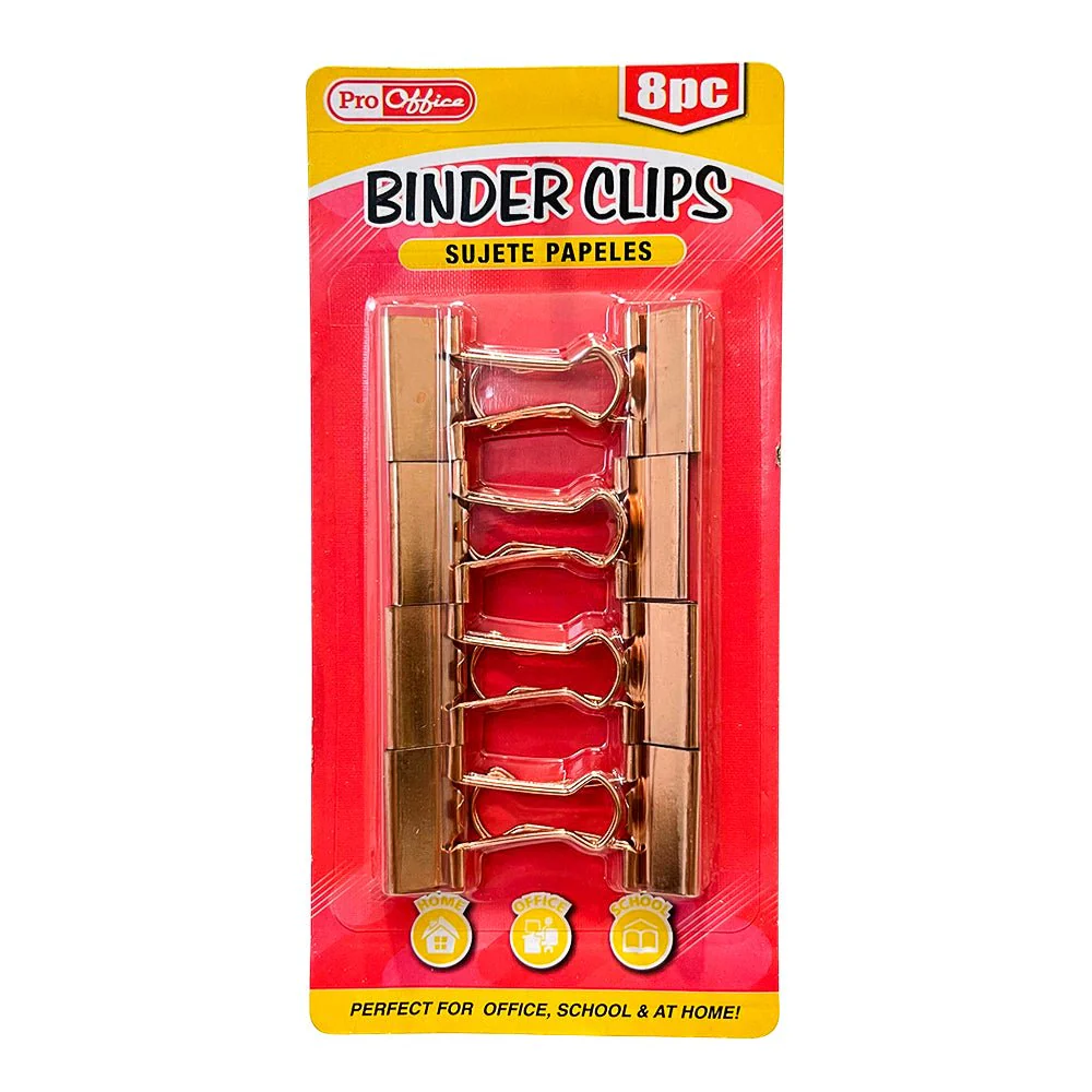 Binder Clips Pro Office / Dorados 1" – 8 Piezas