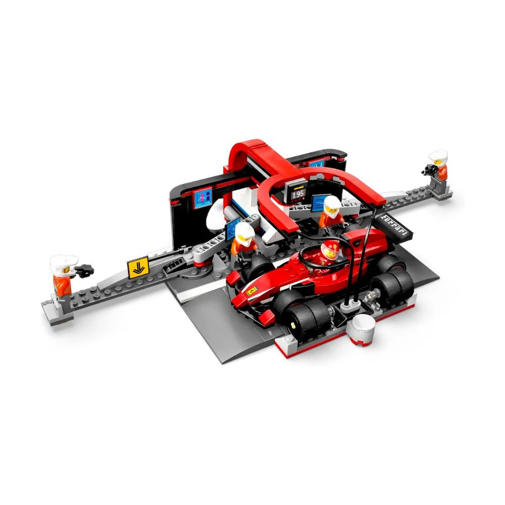 Bloques LEGO® Parada en Pits de F1® y Equipo de Mecánicos con Auto Ferrari - Image 3