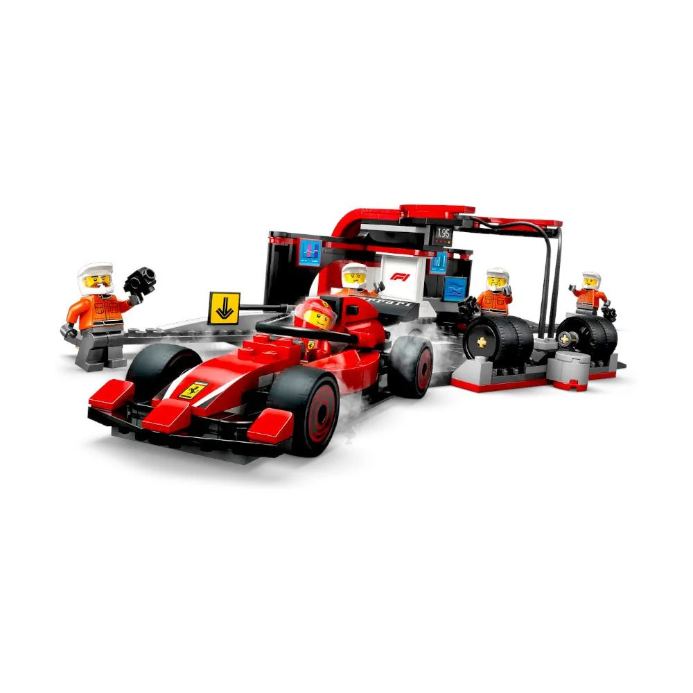 Bloques LEGO® Parada en Pits de F1® y Equipo de Mecánicos con Auto Ferrari - Image 4