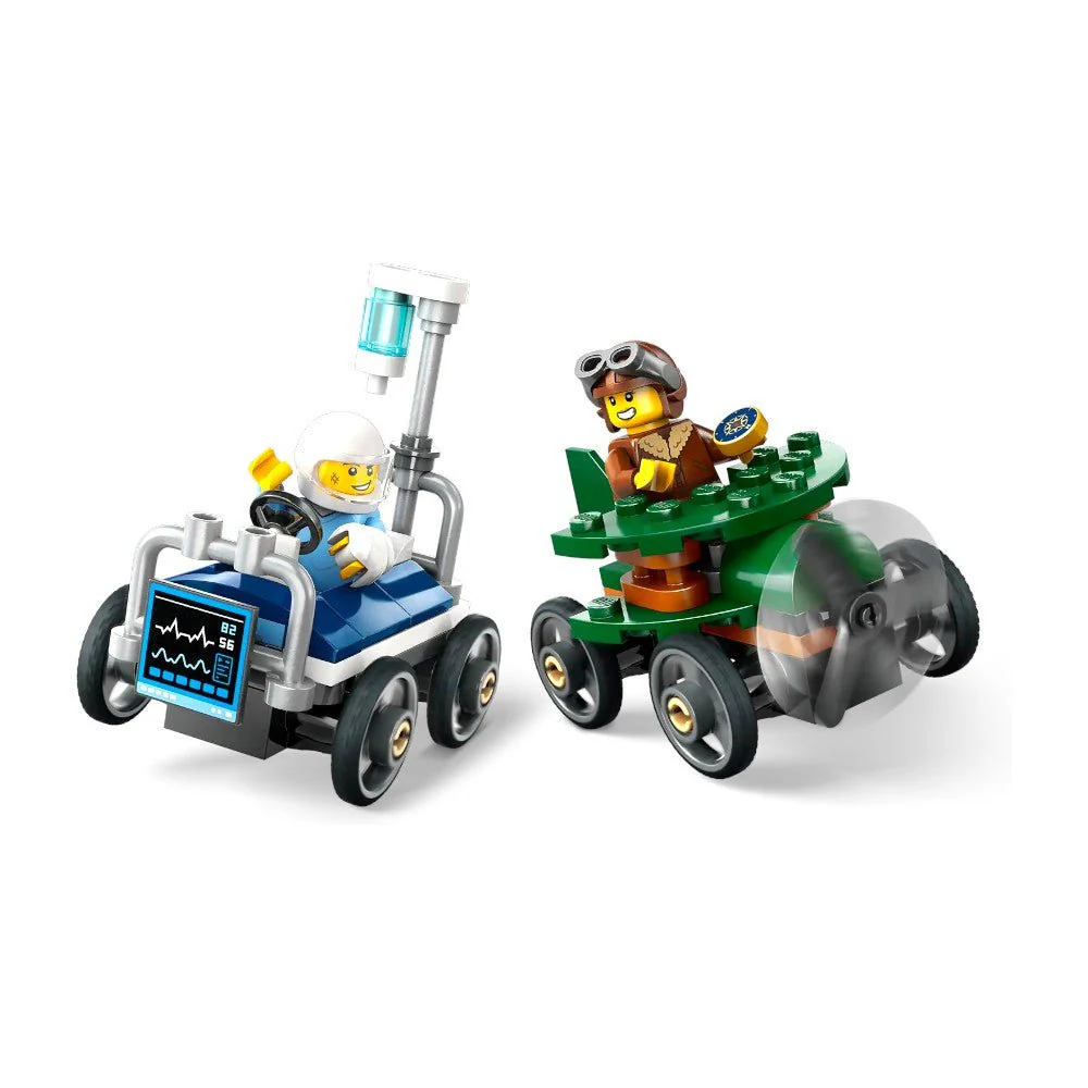 Bloques LEGO Pack de Autos de Carreras: Avión vs. Cama de Hospital - Image 5