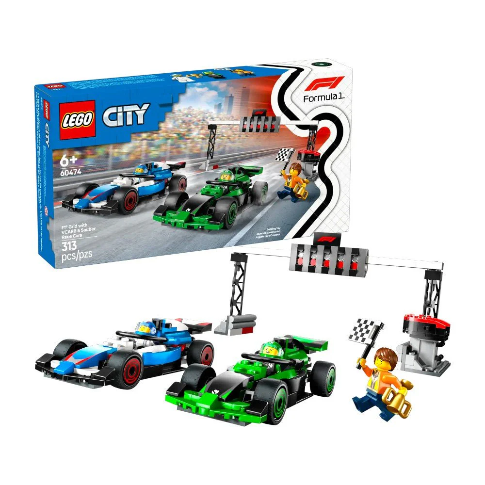 Bloques LEGO Parrilla de F1 con Autos de Carreras VCARB y Sauber