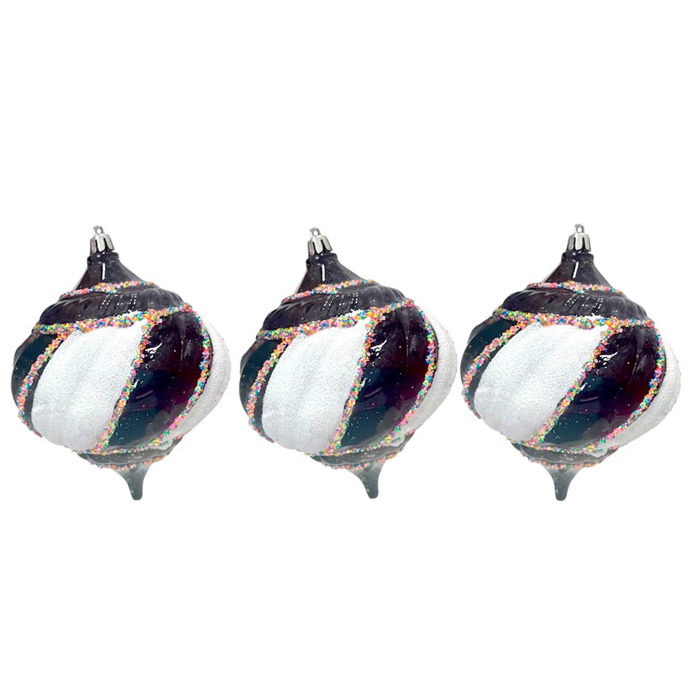 Bola Navideña 4 pza / Decorativa Negro y Blanco / 10 cm / Maranelo Christmas