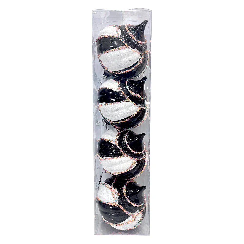 Bola Navideña 4 pza / Decorativa Negro y Blanco / 10 cm / Maranelo Christmas - Image 2
