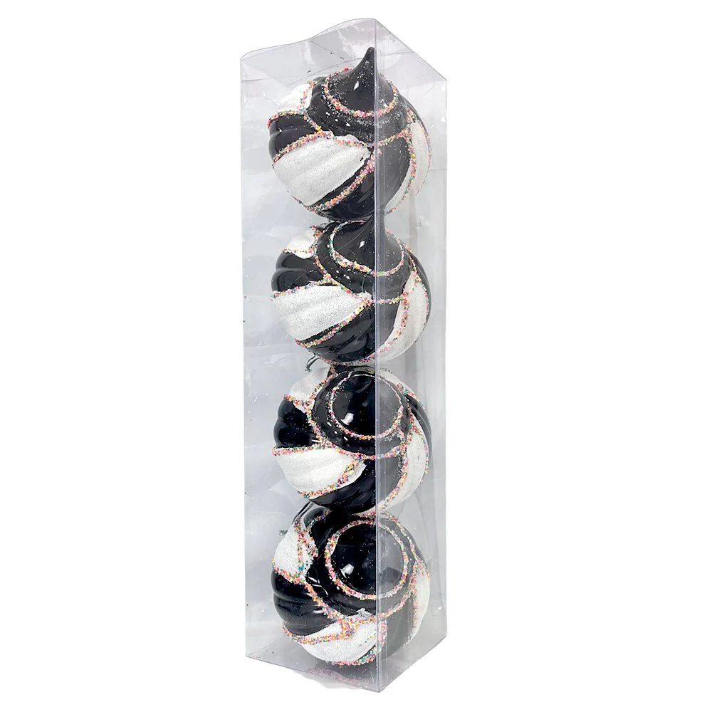 Bola Navideña 4 pza / Decorativa Negro y Blanco / 10 cm / Maranelo Christmas - Image 3