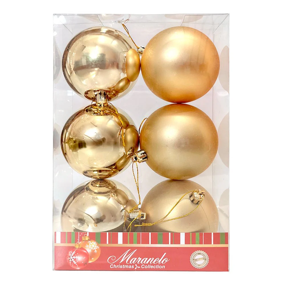 Bola Navideña 6 pza / Brillantes Mate / Doradas / 8 cm / Maranelo Christmas - Image 2