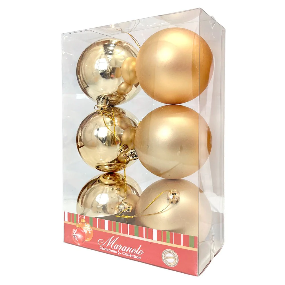 Bola Navideña 6 pza / Brillantes Mate / Doradas / 8 cm / Maranelo Christmas - Image 3