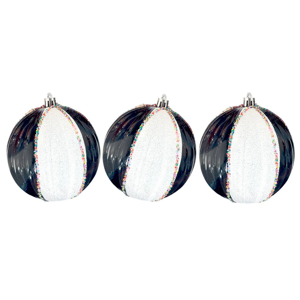 Bola Navideña 6 pza / Decorativa Negro y Blanco / 8 cm / Maranelo Christmas