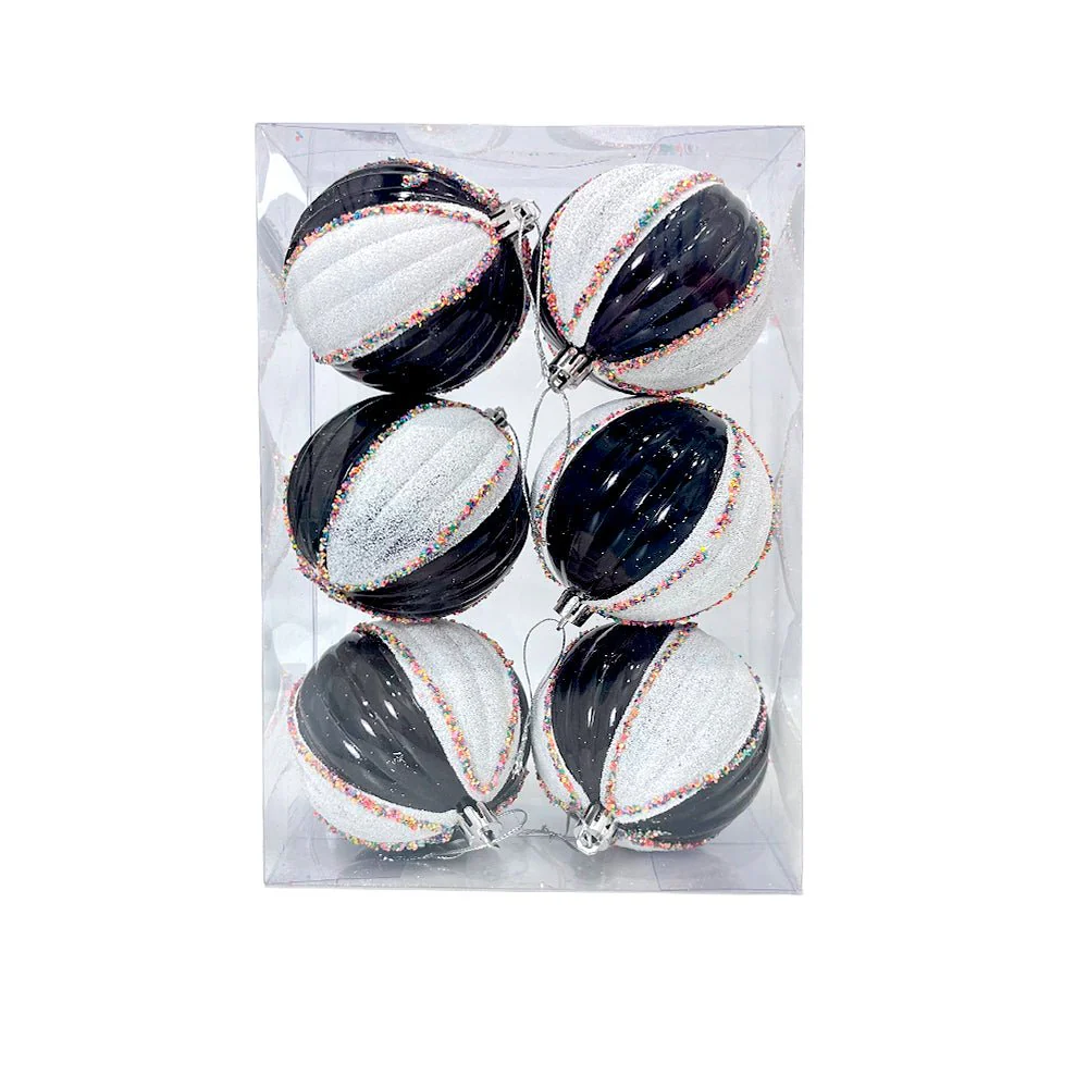 Bola Navideña 6 pza / Decorativa Negro y Blanco / 8 cm / Maranelo Christmas - Image 2