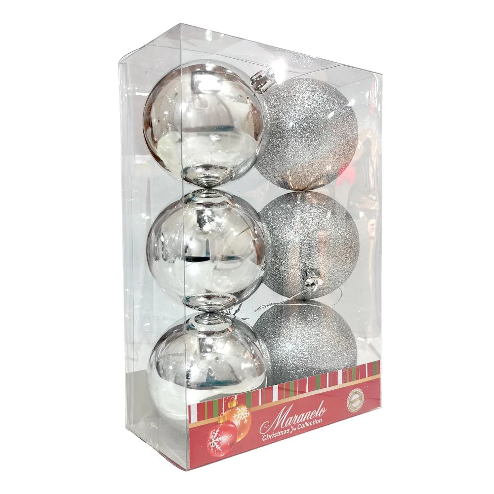 Bola Navideña 6 pza / Decorativas / Plateada / 8 cm / Maranelo Christmas - Image 2