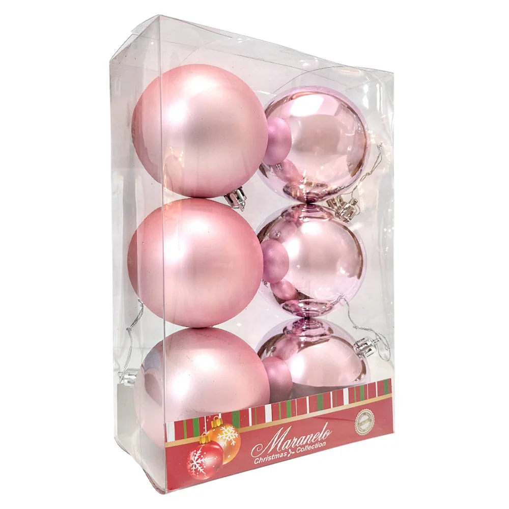Bola Navideña 6 pza / Lisas / Rosa / 8 cm / Maranelo Christmas - Image 2