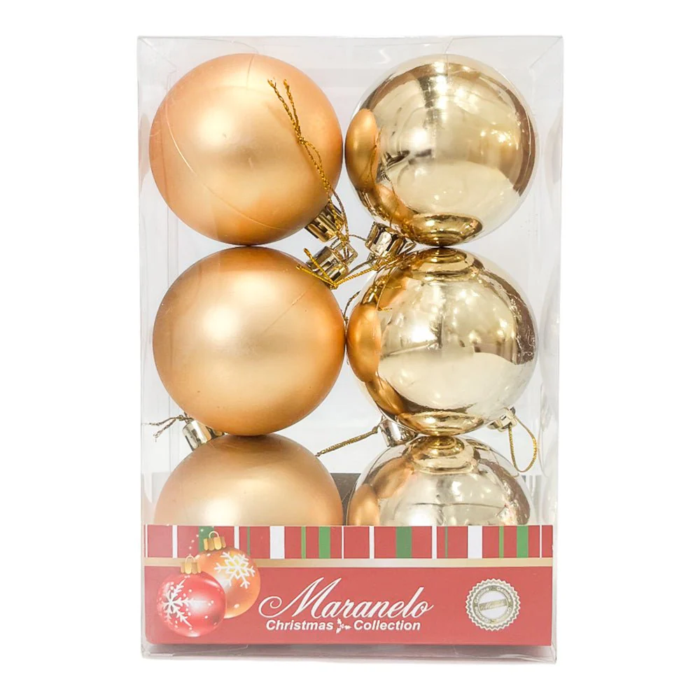 Bola Navideña 6 Pzas Lisa Decoradas / 6 cm / Maranelo Christmas