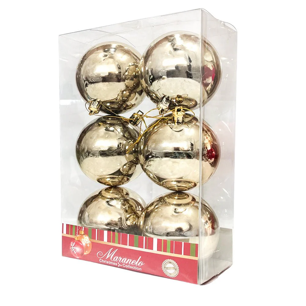 Bola Navideña Lisa 8 cm / Set 6 piezas / Brillante Gold / Maranelo Christmas - Image 2