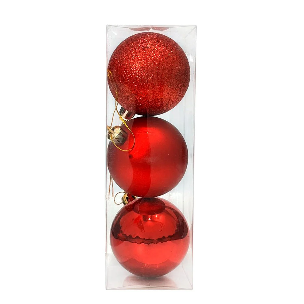 Bola Navideña Lisa de 6Cm Maranelo Christmas / 3 Piezas / Brillante-Mate-Escarchada / Roja