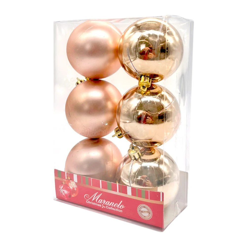 Bolas Lisas Navideñas Maranelo Christmas 6 Piezas / 6Cm / Dorado Champagne - Image 2