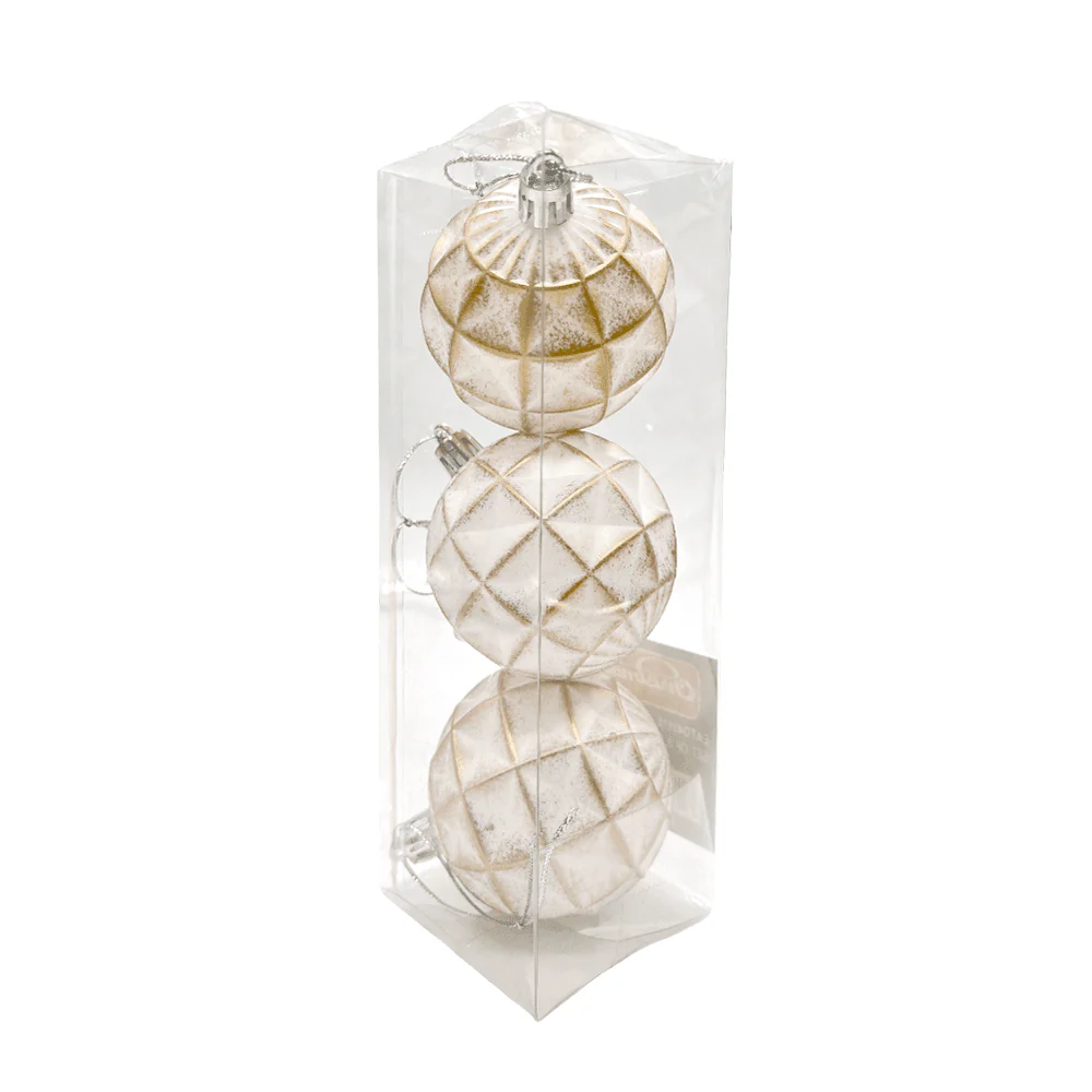 Bolas Navideñas Christmas Elegance 6Cm / 3 Piezas / Blanco-Dorado - Image 3