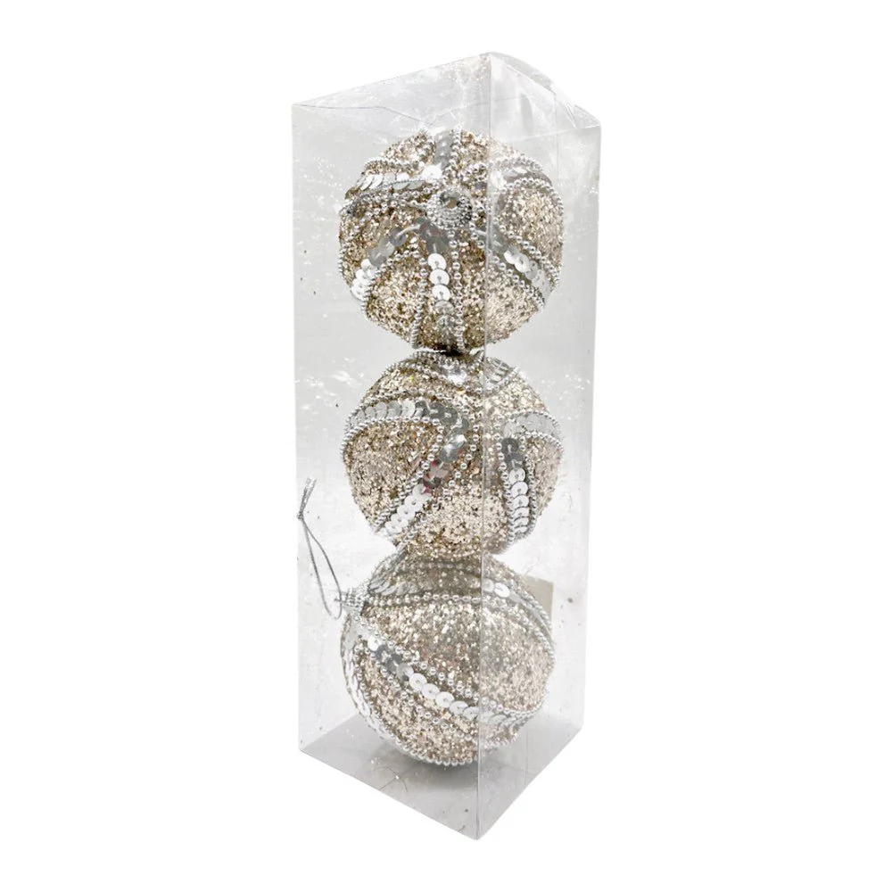 Bolas Navideñas Decoradas Maranelo Christmas de 8Cm / 3 Piezas / Dorado - Image 2