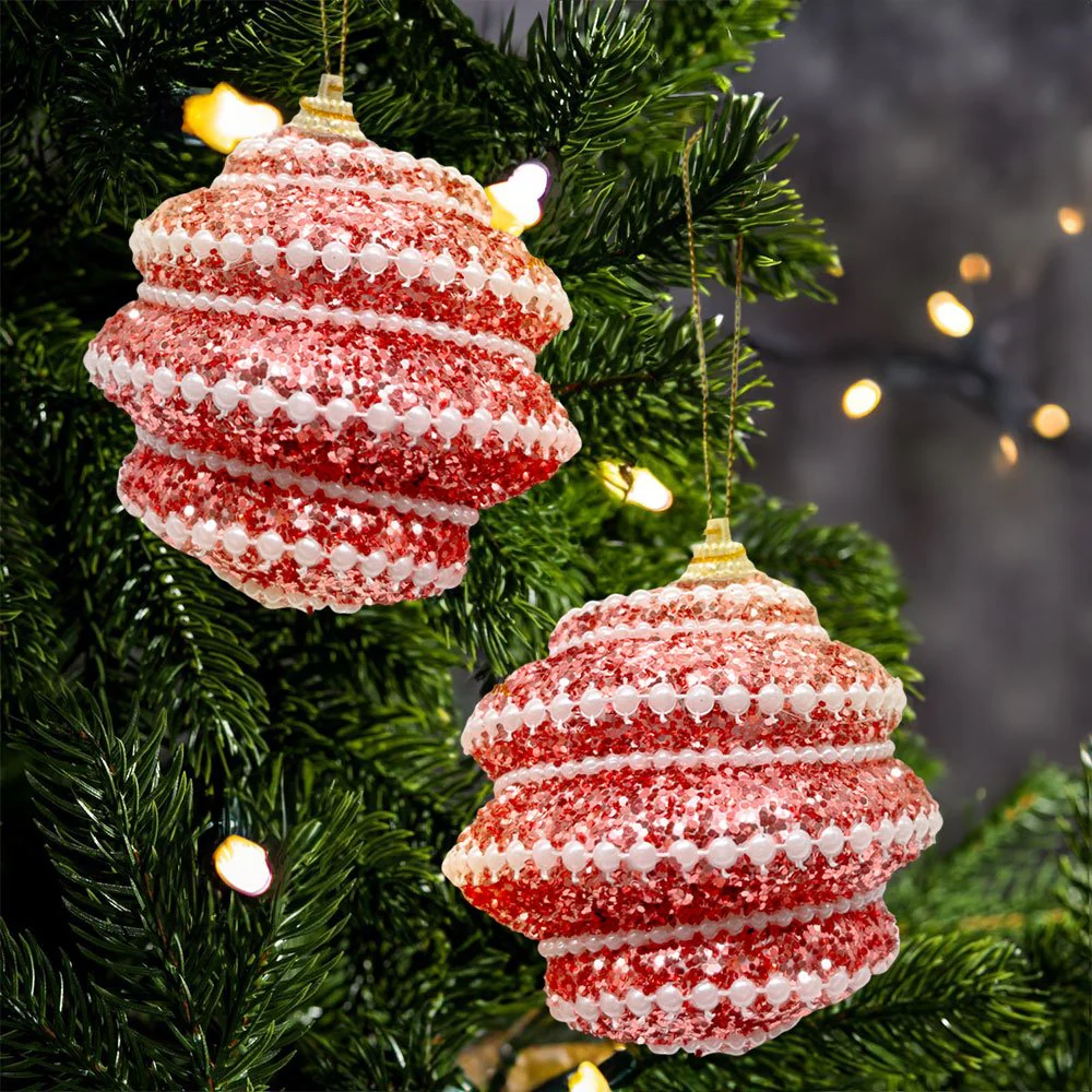 Bolas Navideñas Decoradas Maranelo Christmas de 8Cm / 3 Piezas / Rose Gold