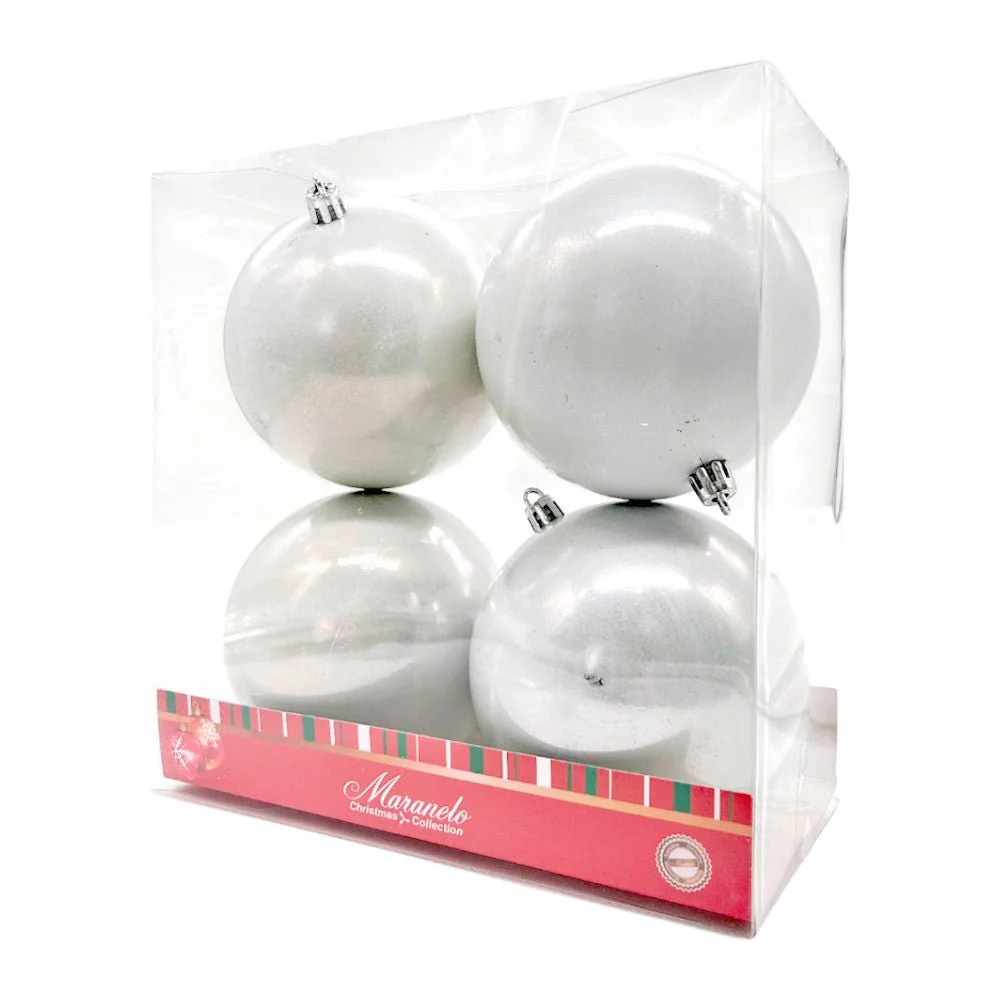 Bolas Navideñas Maranelo Christmas 4 Piezas / 10Cm / Plateado Perlado - Image 2