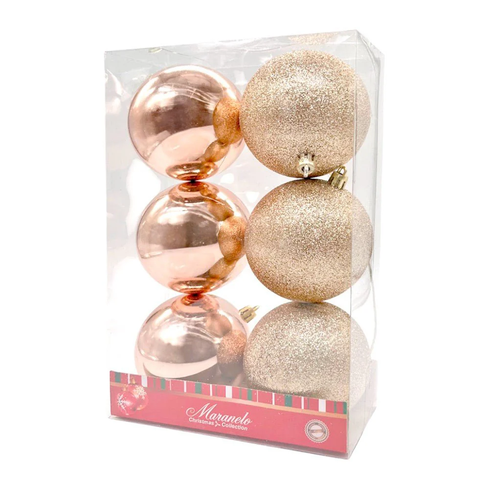 Bolas Navideñas Maranelo Christmas 6 Piezas / 8Cm / Rose-Gold - Image 2