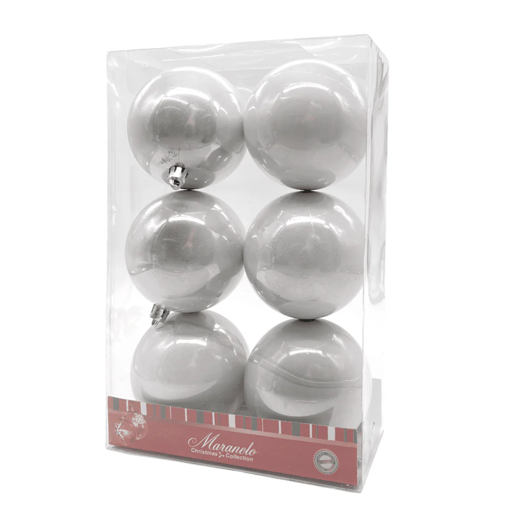 Bolas Navideñas Maranelo Christmas de 8Cm / 6 Piezas / Plateado Perlado - Image 2