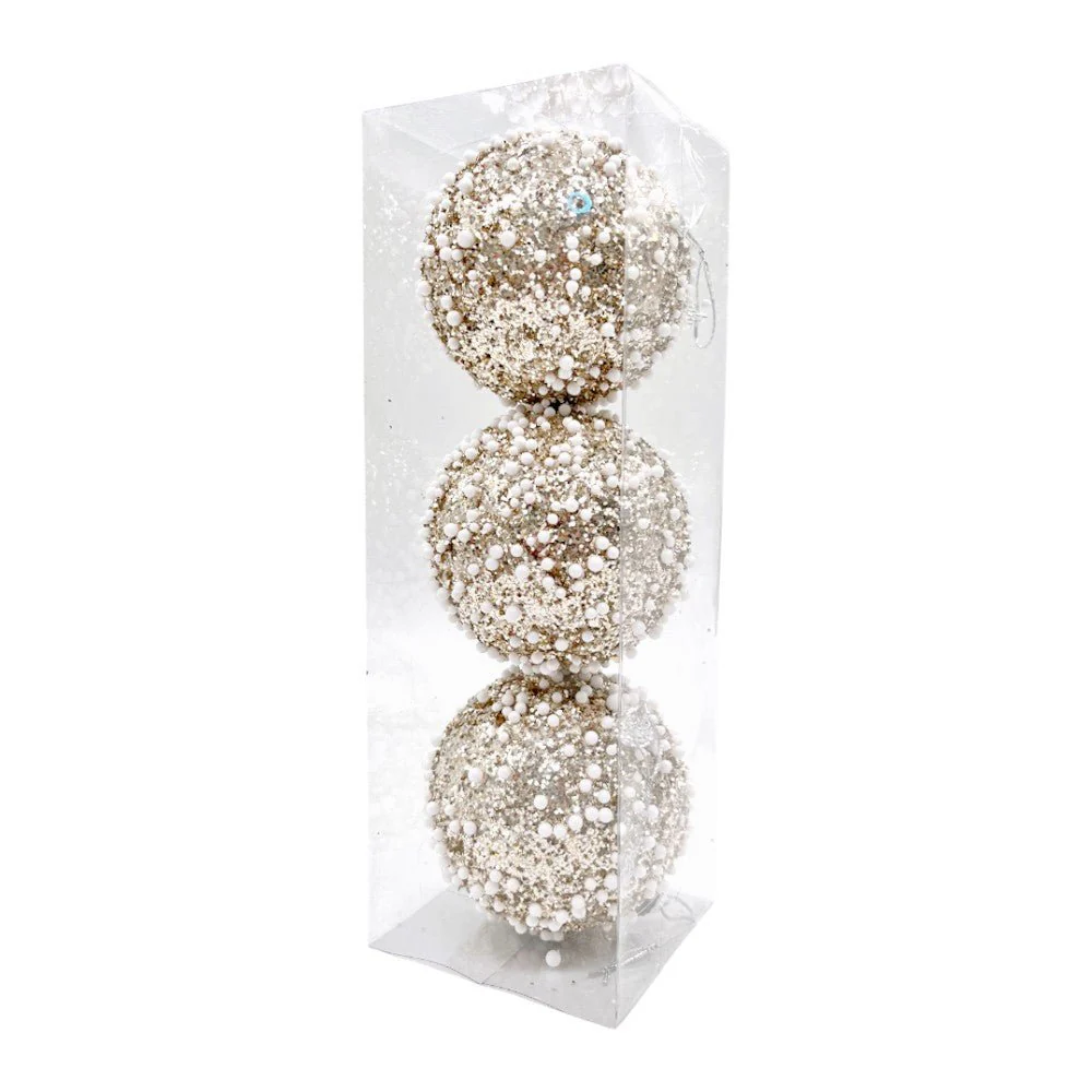 Bolas Navideñas Maranelo Christmas de 8Cm / Decoradas / 3 Piezas / Dorado - Image 2