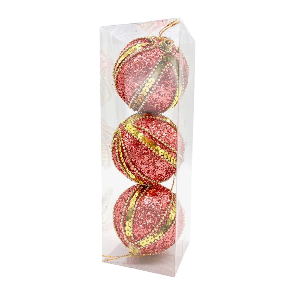 Bolas Navideñas Maranelo Christmas de 8Cm / Decoradas / 3 Piezas / Rose Gold - Image 2