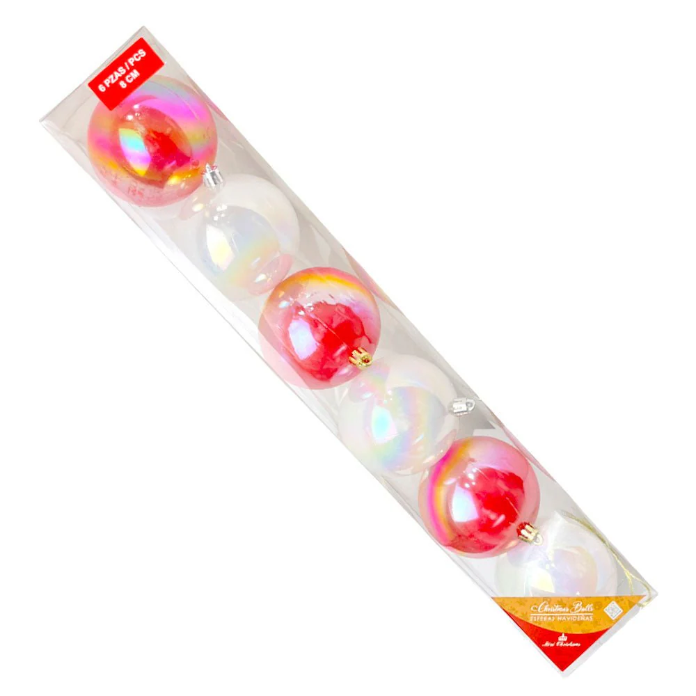 Bolas Navideñas Miro Christmas de 8Cm / 6 Piezas / Roja-Blanca - Image 2