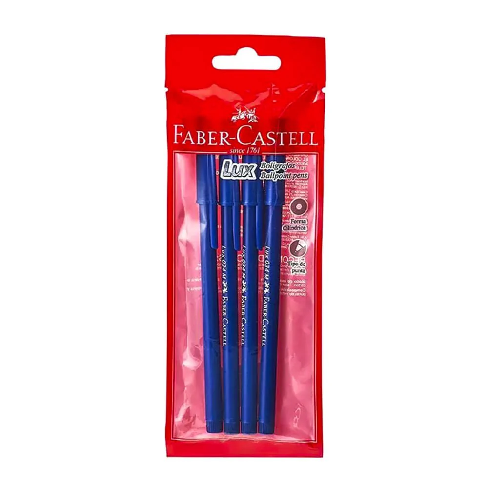 Bolígrafo Lux 034-M Faber-Castell - Estuche de 4 Piezas / Azul