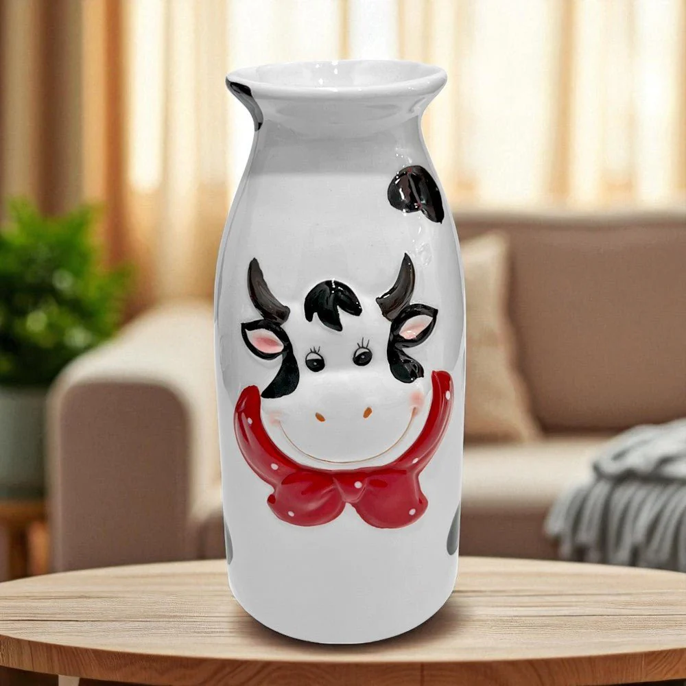 Botella De Cerámica P/Leche Diseño De Vaca