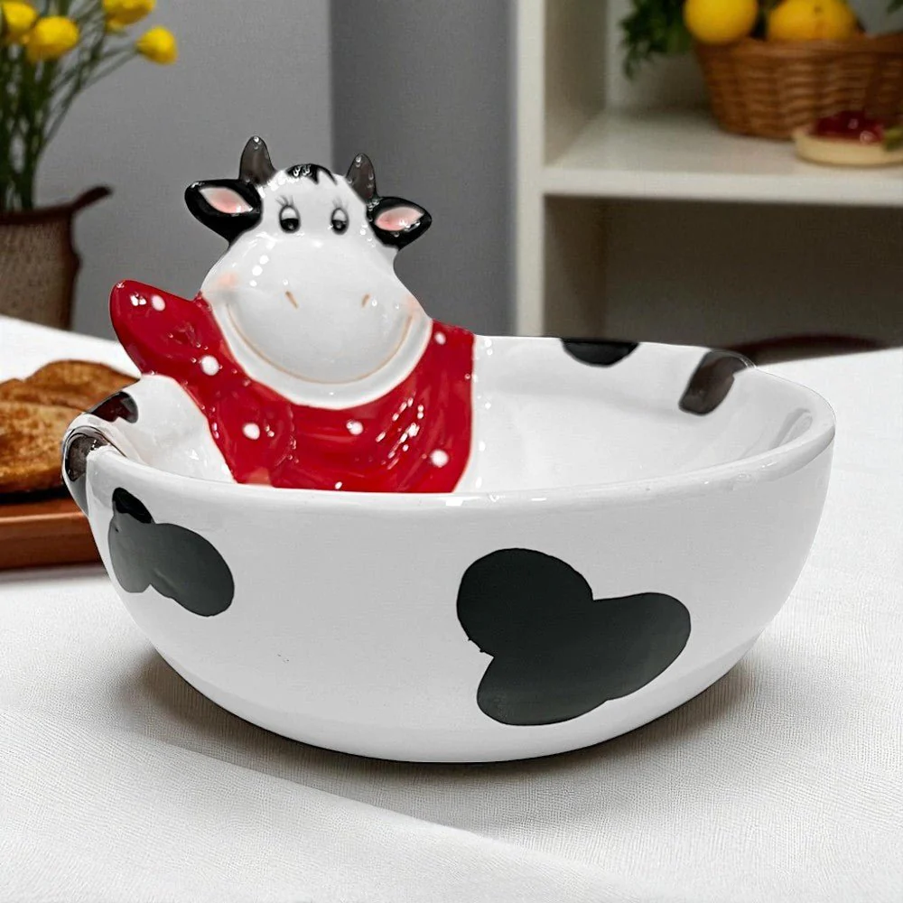 Bowl P/Servir De Cerámica Diseño De Vaca