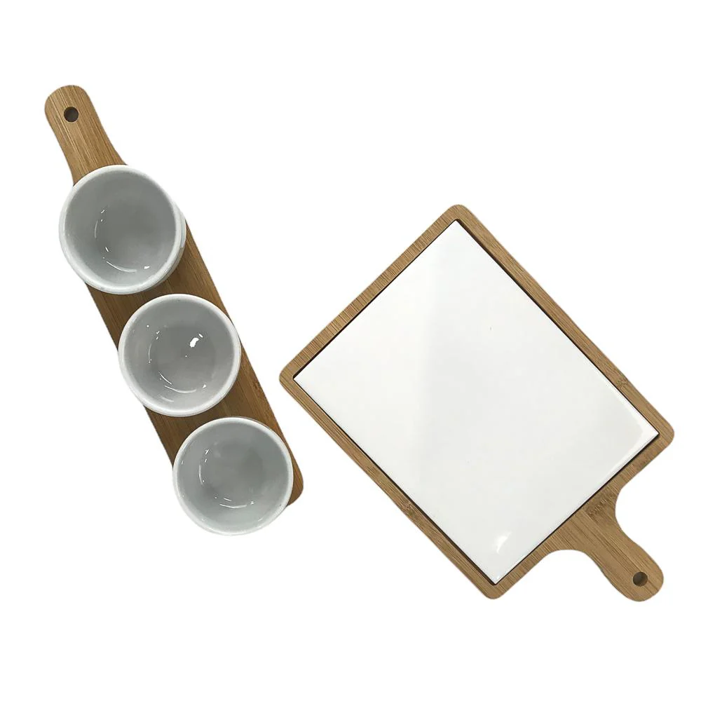 Bowl Para Dips Tabletops Gallery Con Base de Bamboo 6 Piezas