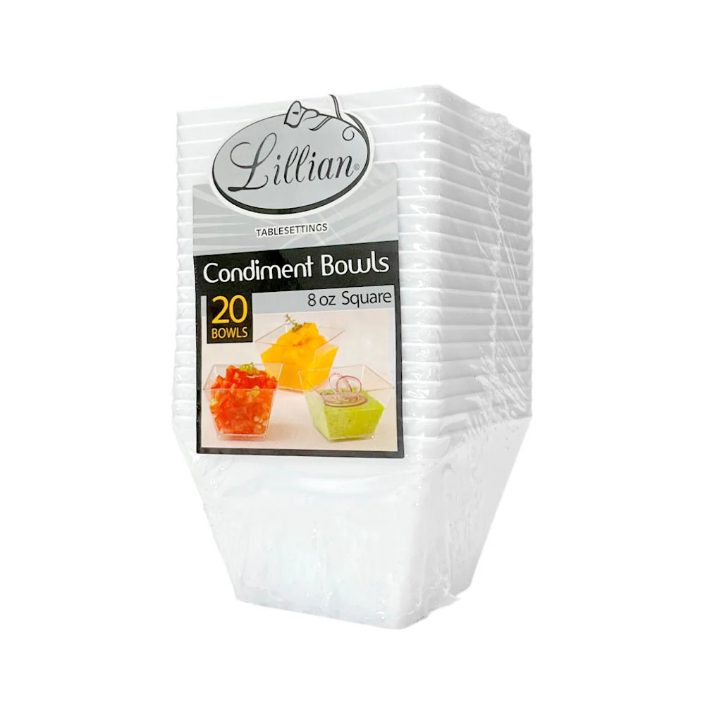 Bowl Plástico Cuadrado Blanco / 20 Piezas / 8 oz / Lillian - Image 3