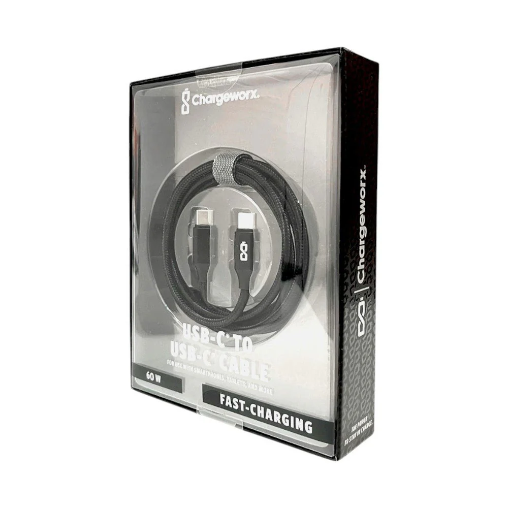 Cable Cargador Chargeworx de Nylon Tuff / 10Ft / 20W / Negro - Image 2