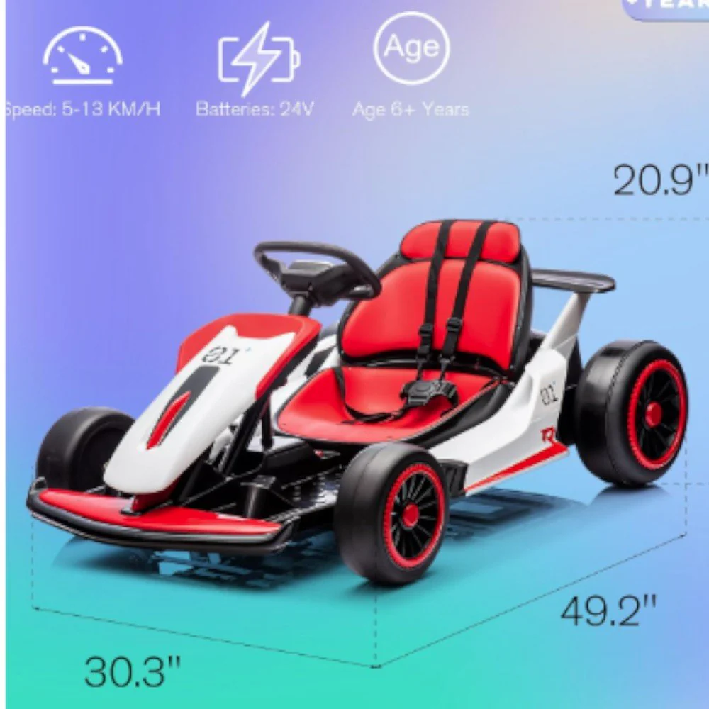 Carro Recargable Go-Kart R/C Rojo 12V - Image 2