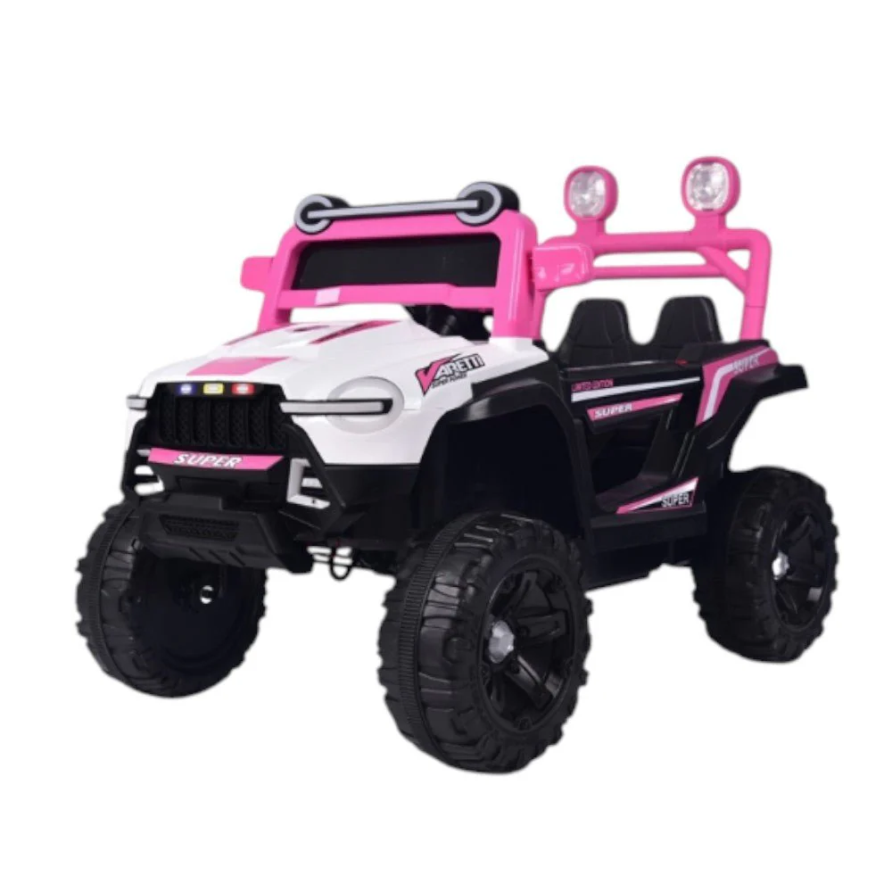 Carro Recargable W/RC Jeep Rosa 12V Overseas - Image 2