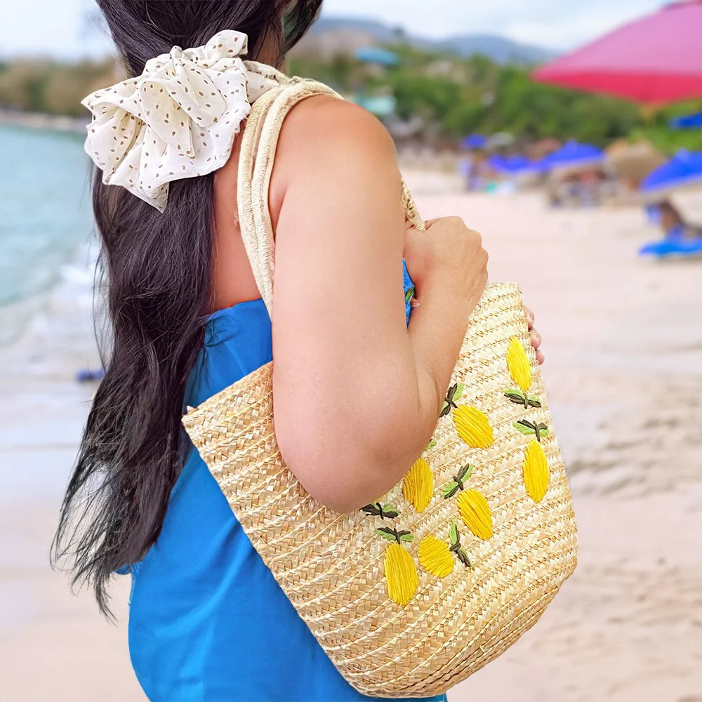 Cartera Tote Casual Divine Playa Tejido De Paja