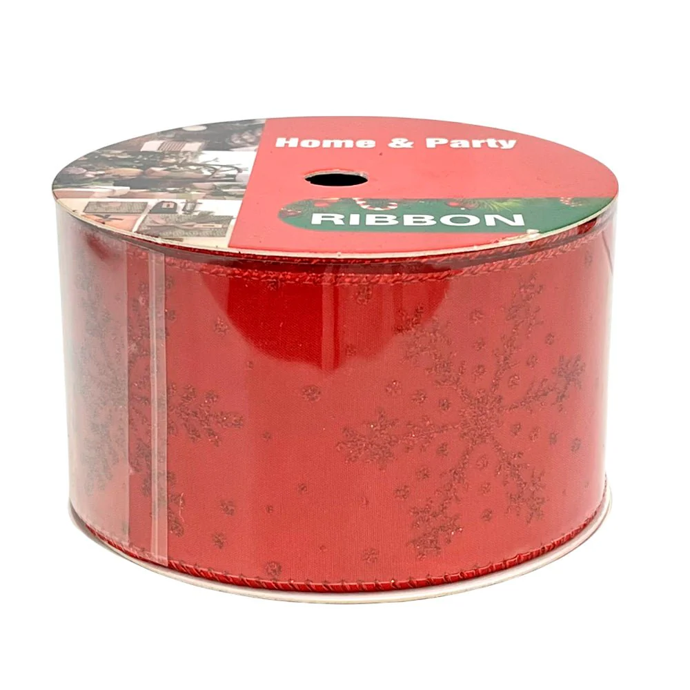 Cinta Decorativa Navideña Christmas Elegance / Rojas / 2.5"x10Yd / Surtido