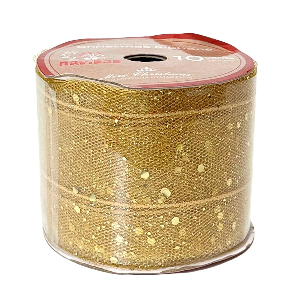 Cinta Navideña Miro Christmas / Red-Gold / 2.5"x10Yd / Surtido - Image 2