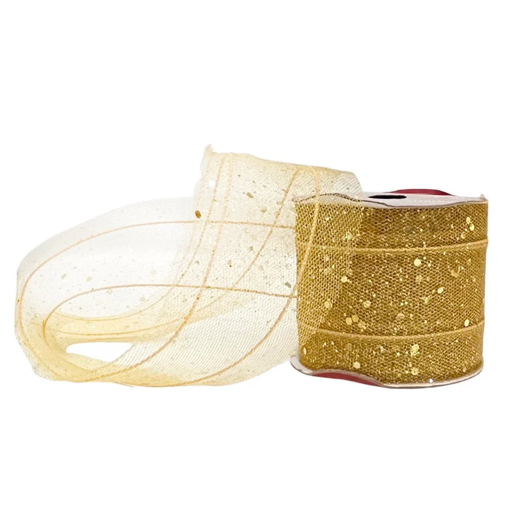 Cinta Navideña Miro Christmas / Red-Gold / 2.5"x10Yd / Surtido - Image 3