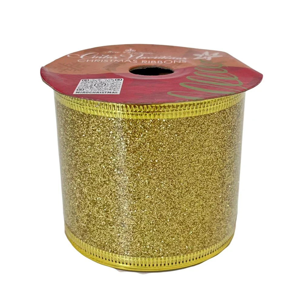 Cinta Navideña Dorado y Blanco / 8 cm x 10 yd / Miró Christmas - Image 2