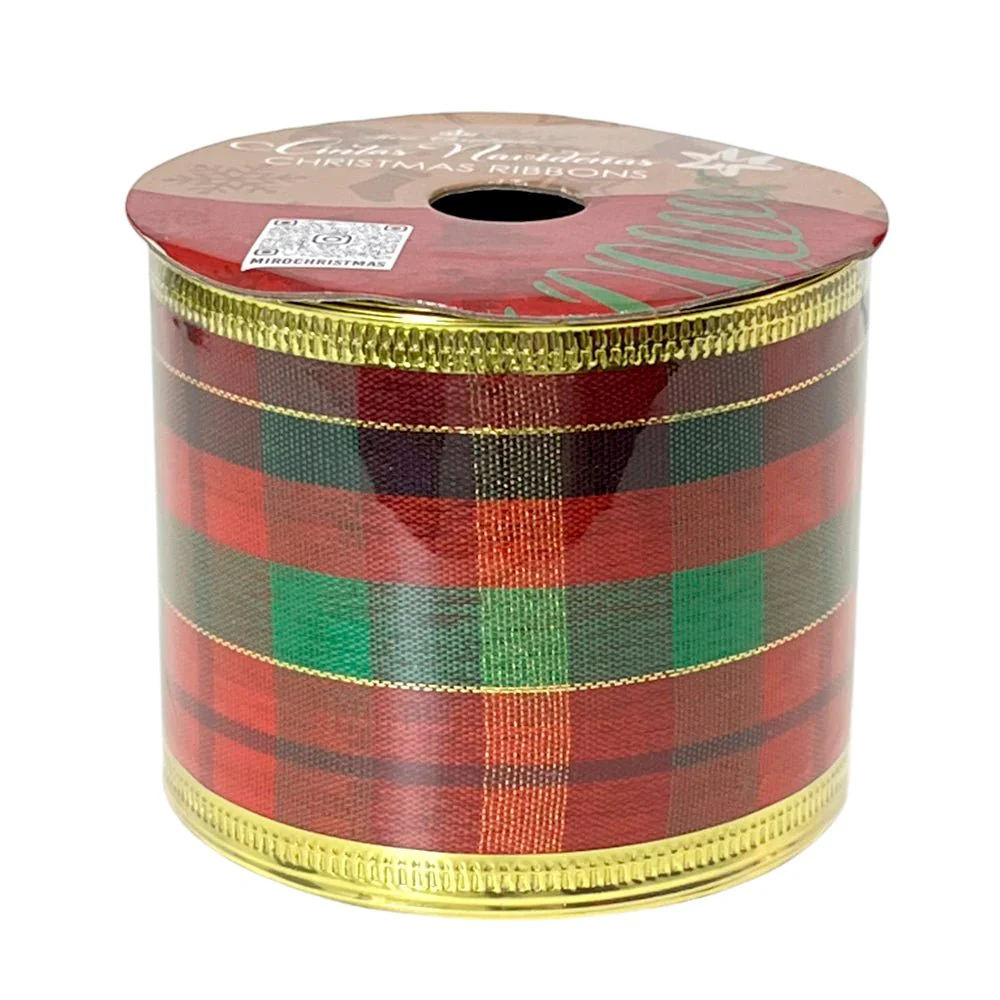 Cinta Navideña Miro Christmas / Verde-Rojo / 2.5"x10Yd / Surtido - Image 2