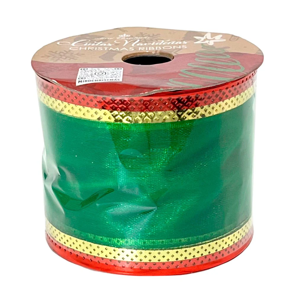 Cinta Navideña Miro Christmas / Verde-Rojo / 2.5"x10Yd / Surtido - Image 4