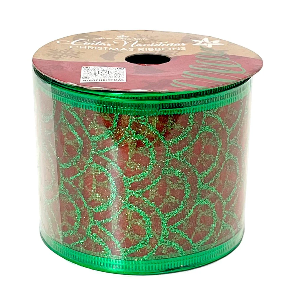 Cinta Navideña Miro Christmas / Red-Green / 2.5"x10Yd - Image 2