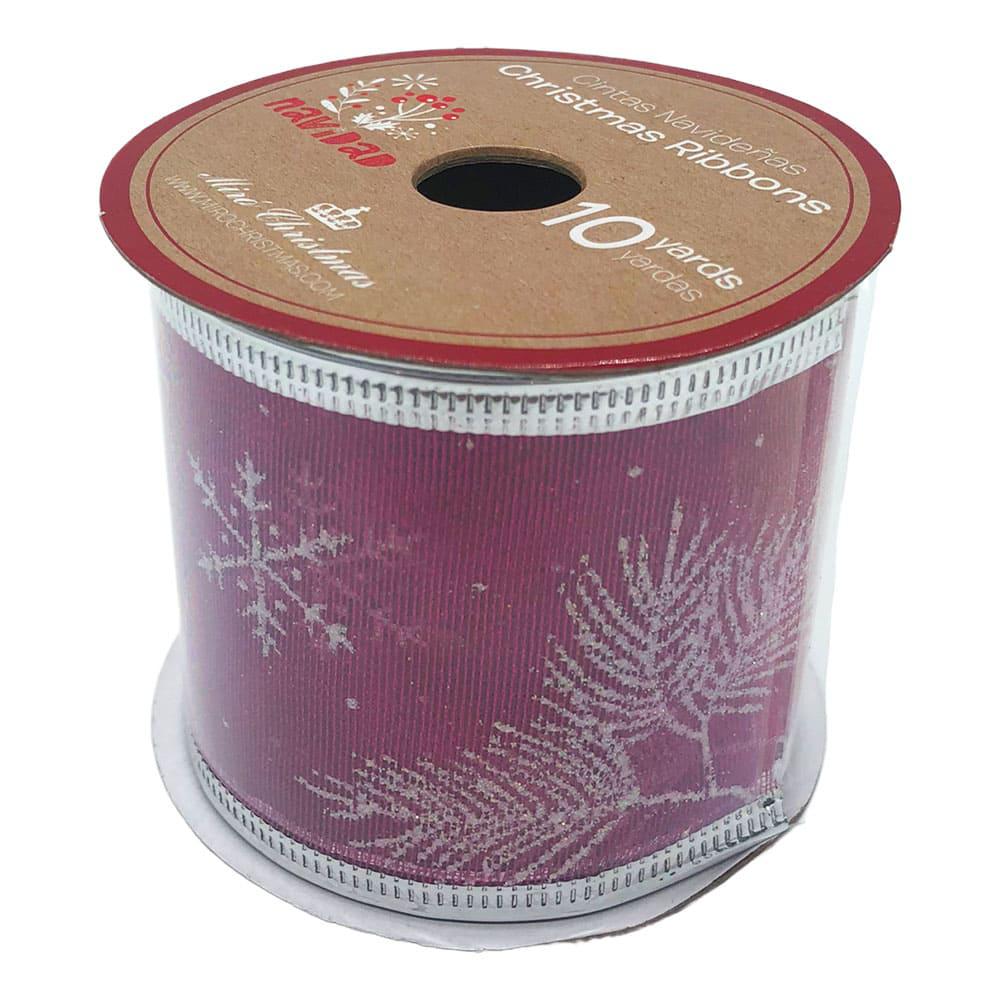 Cinta Navideña Miro Christmas / Rosa-Purpúra / 2.5"x10Yd / Surtido