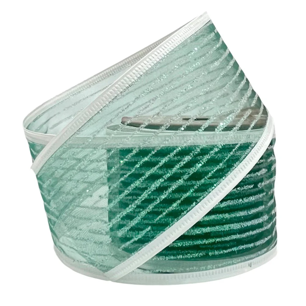 Cinta Navideña Miro Christmas / Green-Silver / 2.5"x5Yd / Surtido - Image 3