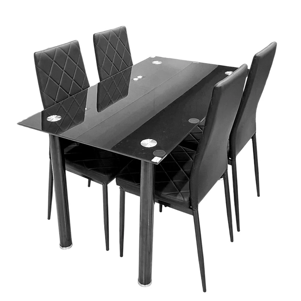 Comedor Elements Furniture / 4 Puestos de Metal / Con Vidrio Black - Image 2