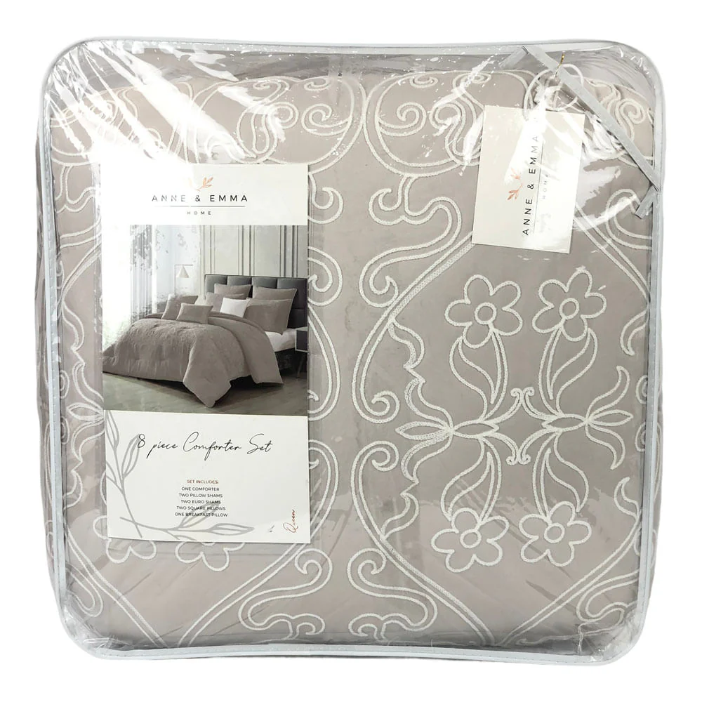 Comforter Sl Home Fashion Marcelle 8 Piezas Chocolate claro - Queen