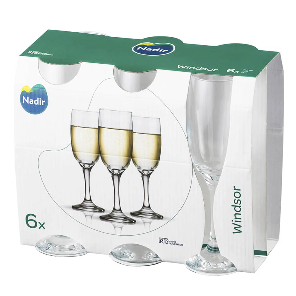 Copas Para Champagne Nadir Windsor de Vidrio 7 oz de 6 Piezas